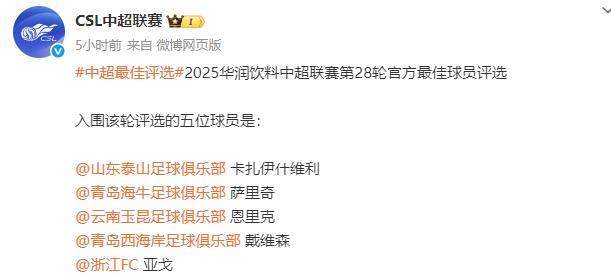 中超第28輪最佳候選：卡扎伊什維利恩里克在列